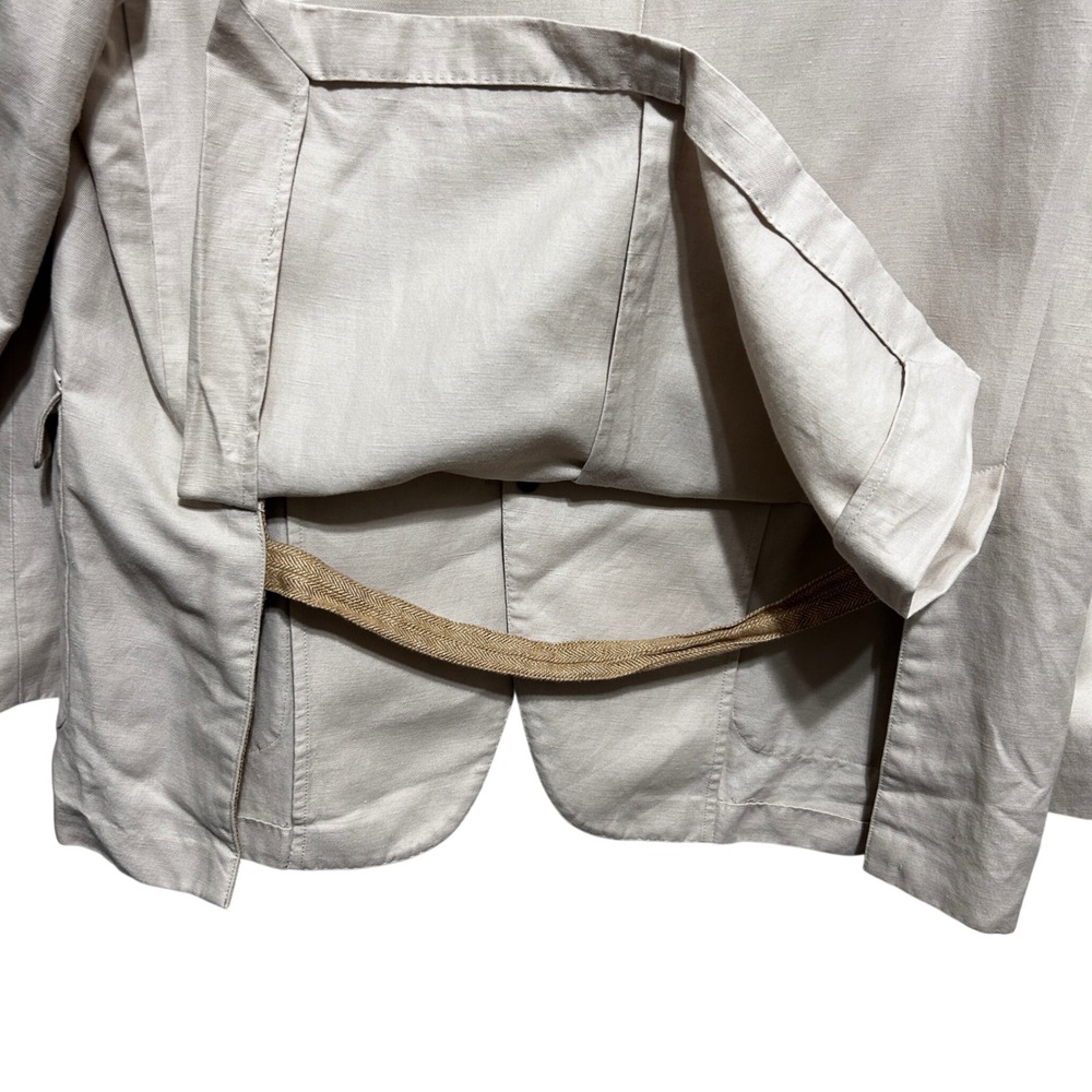 Brooks Brothers Men Linen Cotton Blazer Jacket L Beige 3 Button‎ Sports Coat - Picture 5 of 11